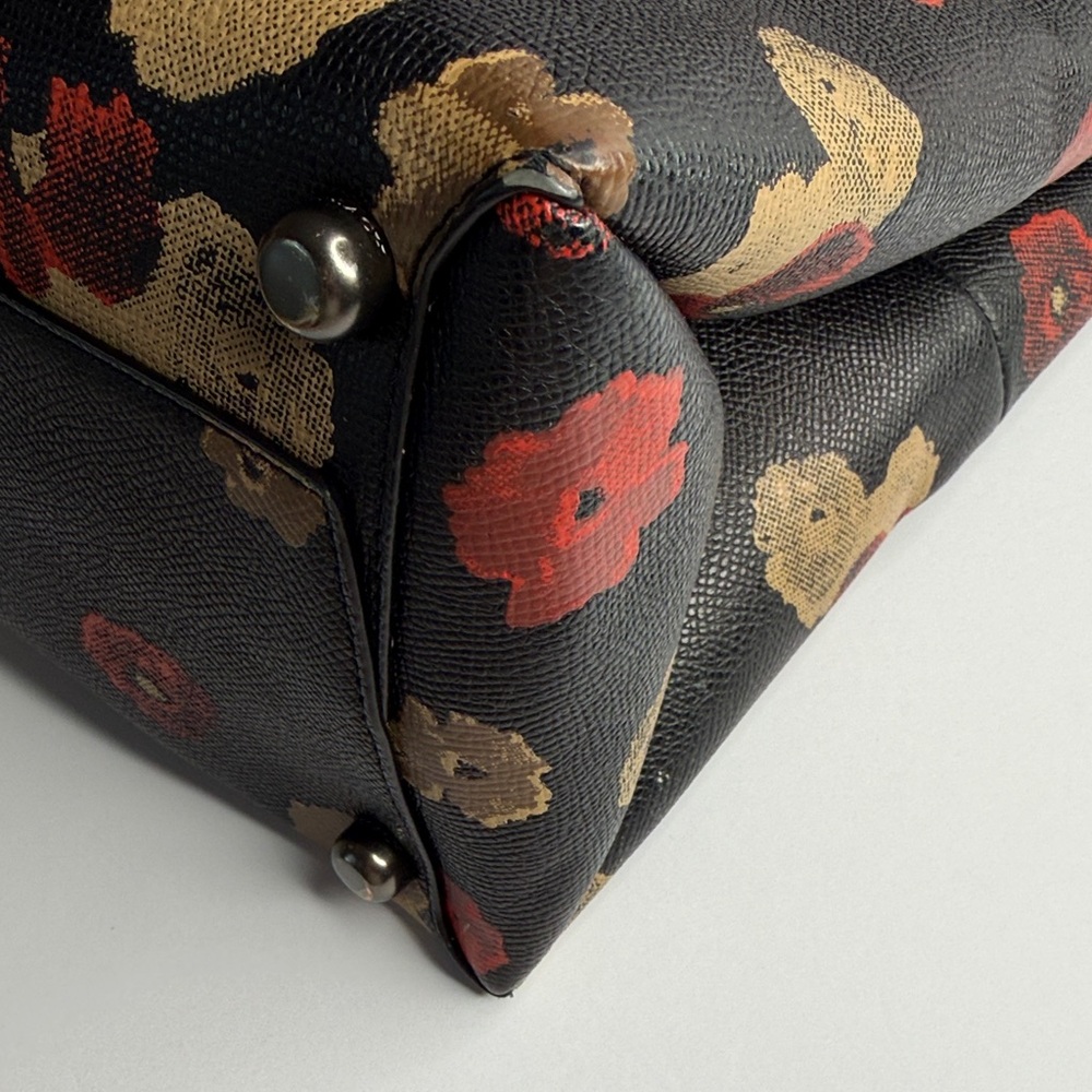 RARE Vintage COACH Borough Black,Red,Tan Floral Turnkey Crossbody Satchel #33608 - Picture 12 of 16